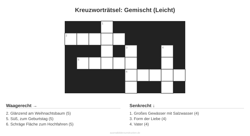 Kreuzworträtsel Kreuzworträtsel: Gemischt (Leicht) aus der Kategorie Sonstiges - kostenlos ausdrucken