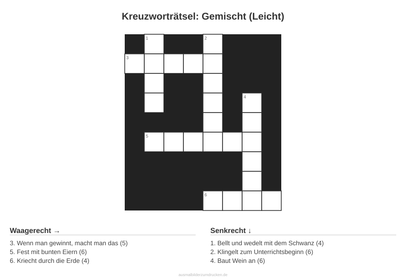 Kreuzworträtsel Kreuzworträtsel: Gemischt (Leicht) aus der Kategorie Sonstiges - kostenlos ausdrucken