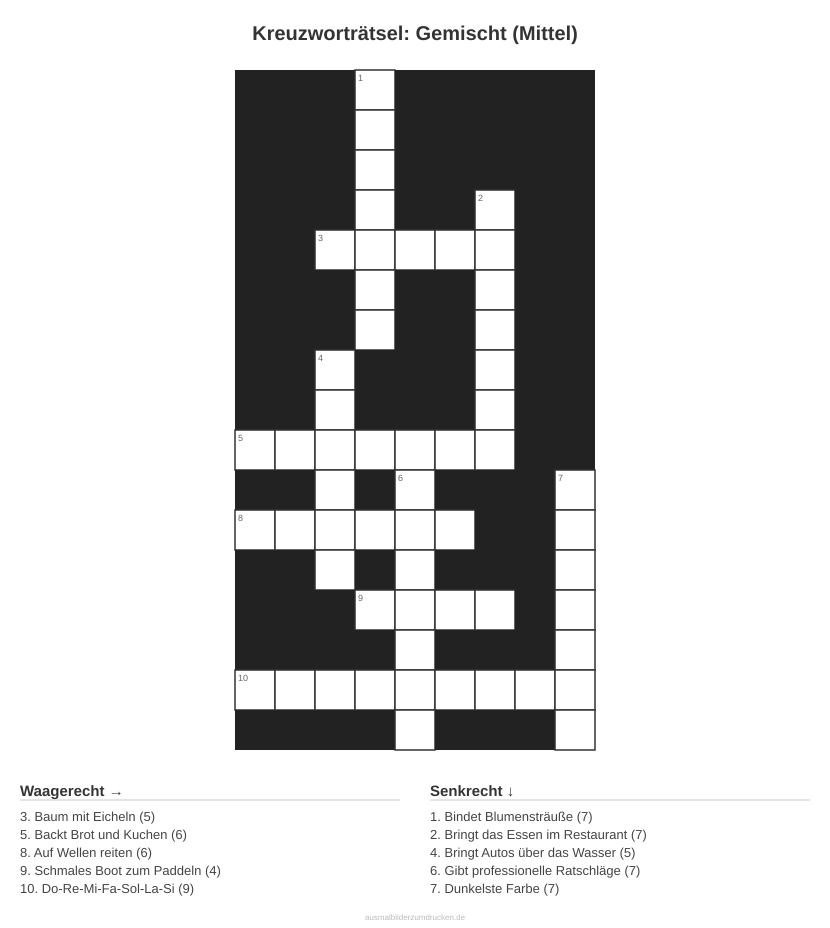 Kreuzworträtsel Kreuzworträtsel: Gemischt (Mittel) aus der Kategorie Sonstiges - kostenlos ausdrucken