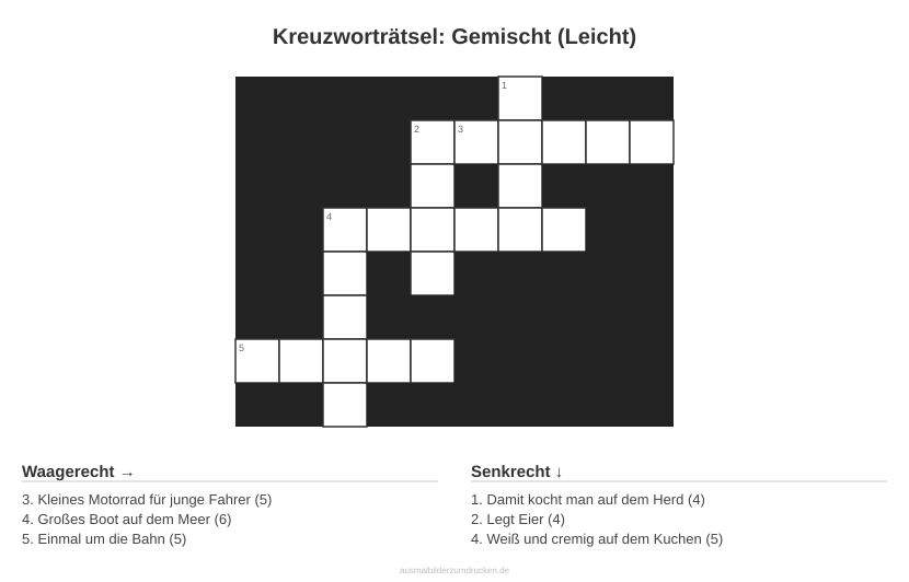 Kreuzworträtsel Kreuzworträtsel: Gemischt (Leicht) aus der Kategorie Sonstiges - kostenlos ausdrucken