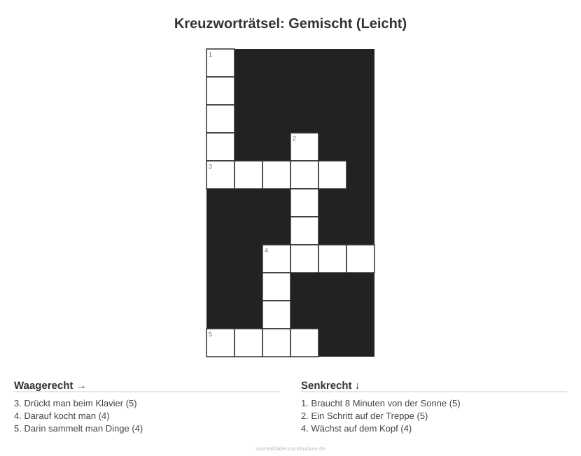 Kreuzworträtsel Kreuzworträtsel: Gemischt (Leicht) aus der Kategorie Sonstiges - kostenlos ausdrucken
