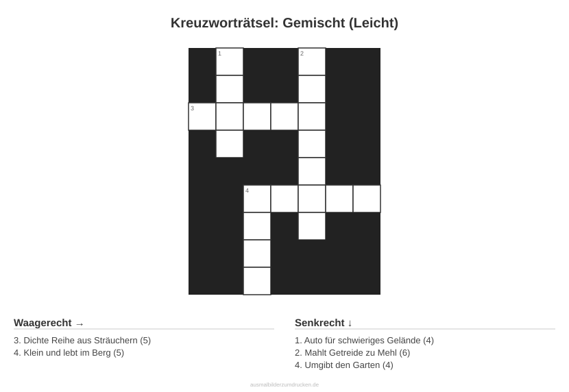 Kreuzworträtsel Kreuzworträtsel: Gemischt (Leicht) aus der Kategorie Sonstiges - kostenlos ausdrucken