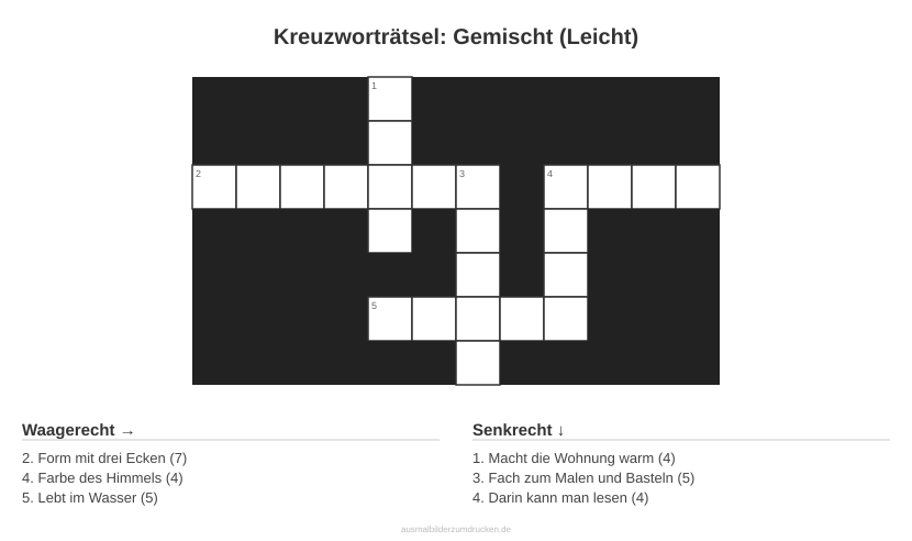 Kreuzworträtsel Kreuzworträtsel: Gemischt (Leicht) aus der Kategorie Sonstiges - kostenlos ausdrucken