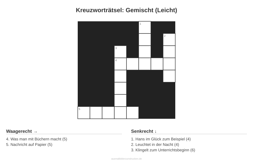 Kreuzworträtsel Kreuzworträtsel: Gemischt (Leicht) aus der Kategorie Sonstiges - kostenlos ausdrucken