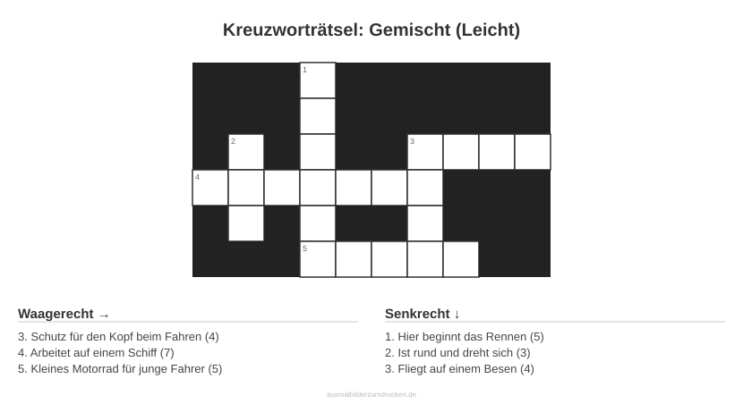 Kreuzworträtsel Kreuzworträtsel: Gemischt (Leicht) aus der Kategorie Sonstiges - kostenlos ausdrucken