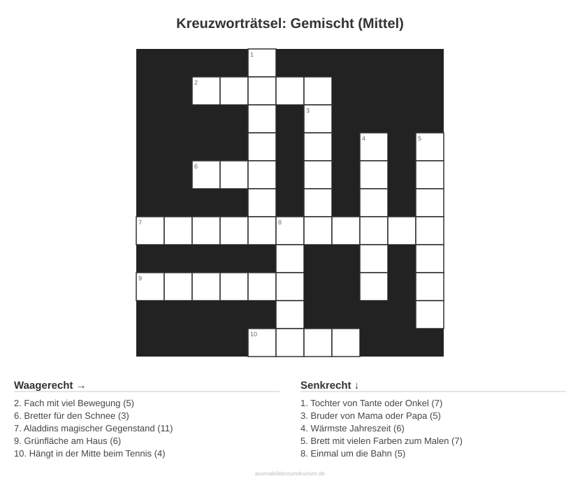 Kreuzworträtsel Kreuzworträtsel: Gemischt (Mittel) aus der Kategorie Sonstiges - kostenlos ausdrucken
