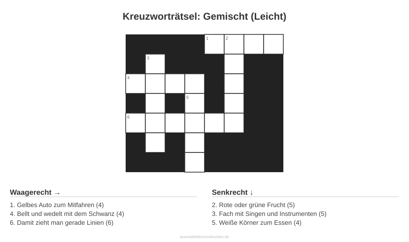 Kreuzworträtsel Kreuzworträtsel: Gemischt (Leicht) aus der Kategorie Sonstiges - kostenlos ausdrucken