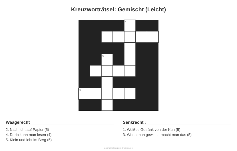 Kreuzworträtsel Kreuzworträtsel: Gemischt (Leicht) aus der Kategorie Sonstiges - kostenlos ausdrucken