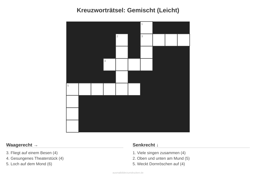 Kreuzworträtsel Kreuzworträtsel: Gemischt (Leicht) aus der Kategorie Sonstiges - kostenlos ausdrucken