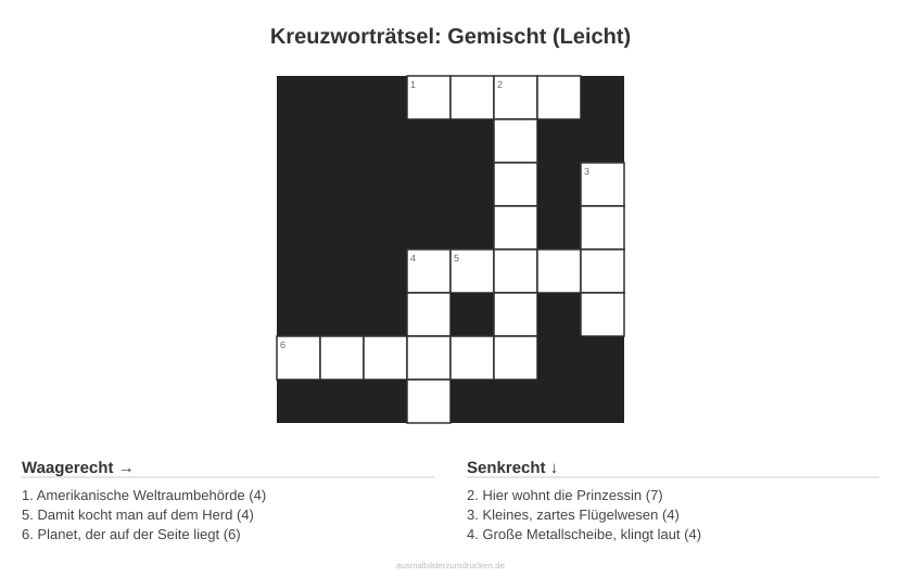 Kreuzworträtsel Kreuzworträtsel: Gemischt (Leicht) aus der Kategorie Sonstiges - kostenlos ausdrucken
