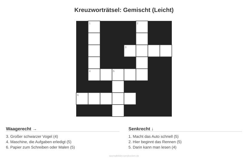 Kreuzworträtsel Kreuzworträtsel: Gemischt (Leicht) aus der Kategorie Sonstiges - kostenlos ausdrucken