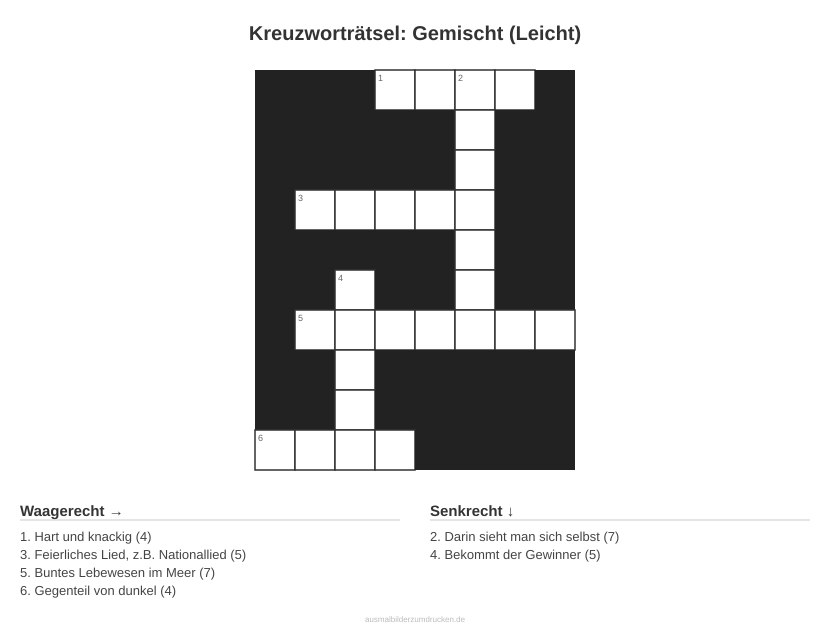Kreuzworträtsel Kreuzworträtsel: Gemischt (Leicht) aus der Kategorie Sonstiges - kostenlos ausdrucken