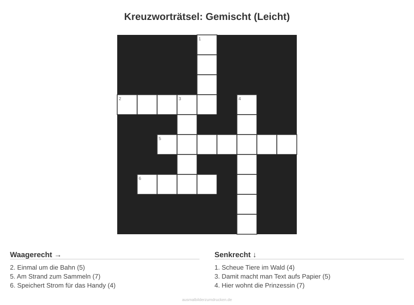 Kreuzworträtsel Kreuzworträtsel: Gemischt (Leicht) aus der Kategorie Sonstiges - kostenlos ausdrucken