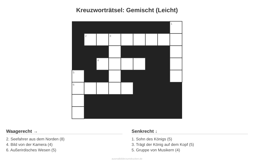 Kreuzworträtsel Kreuzworträtsel: Gemischt (Leicht) aus der Kategorie Sonstiges - kostenlos ausdrucken