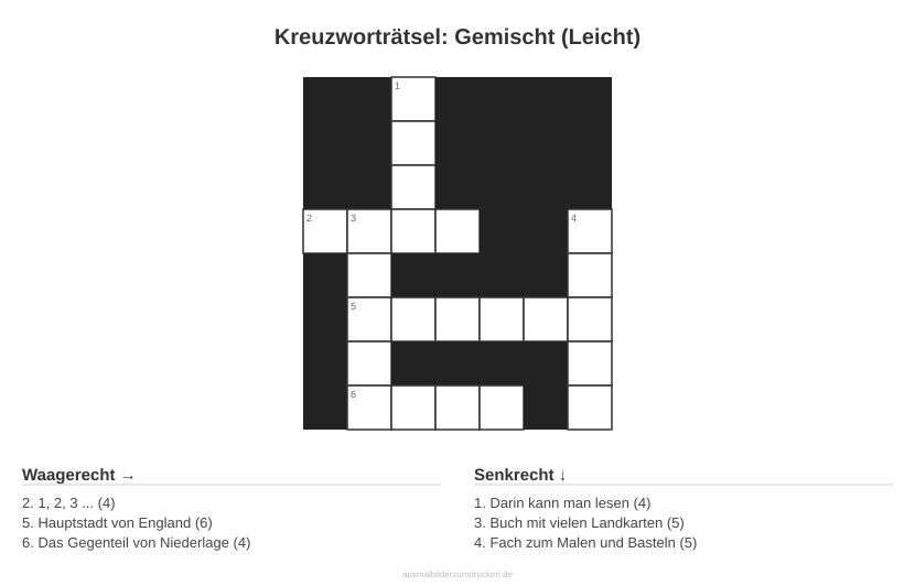 Kreuzworträtsel Kreuzworträtsel: Gemischt (Leicht) aus der Kategorie Sonstiges - kostenlos ausdrucken