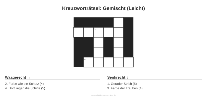 Kreuzworträtsel Kreuzworträtsel: Gemischt (Leicht) aus der Kategorie Sonstiges - kostenlos ausdrucken