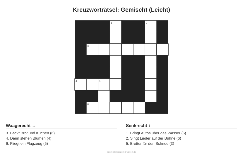 Kreuzworträtsel Kreuzworträtsel: Gemischt (Leicht) aus der Kategorie Sonstiges - kostenlos ausdrucken