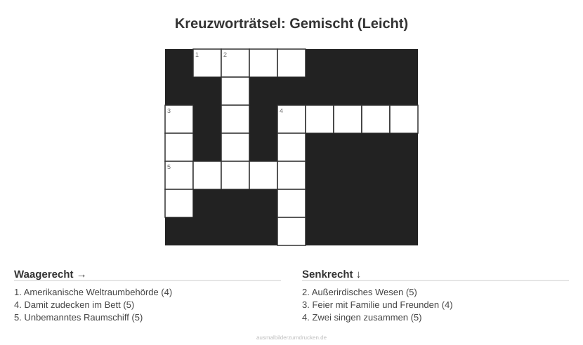 Kreuzworträtsel Kreuzworträtsel: Gemischt (Leicht) aus der Kategorie Sonstiges - kostenlos ausdrucken