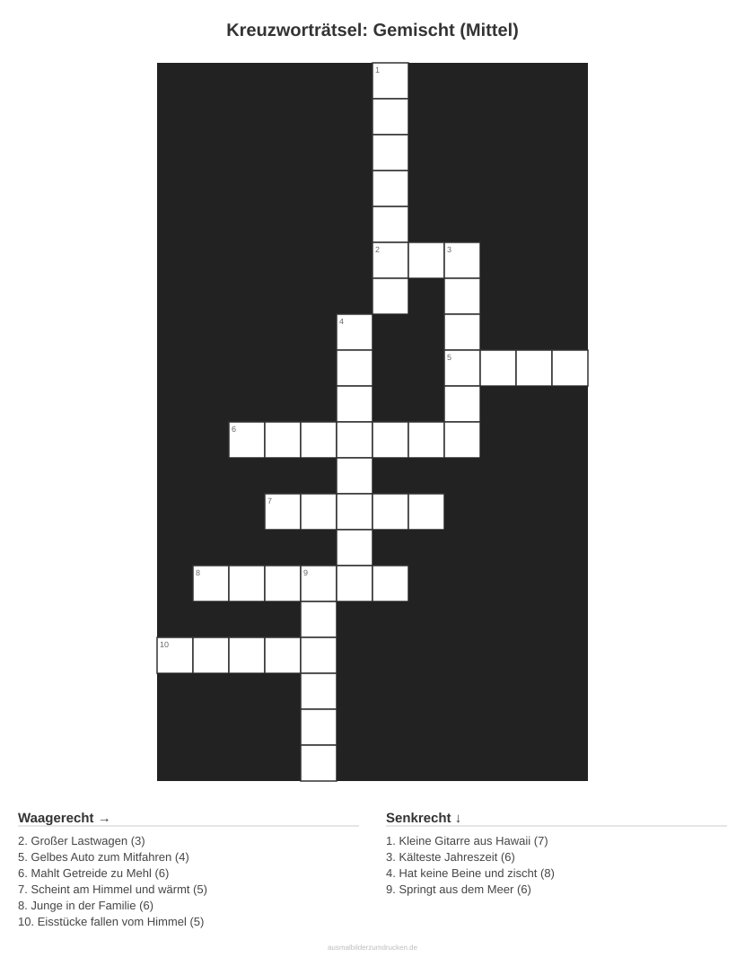 Kreuzworträtsel Kreuzworträtsel: Gemischt (Mittel) aus der Kategorie Sonstiges - kostenlos ausdrucken