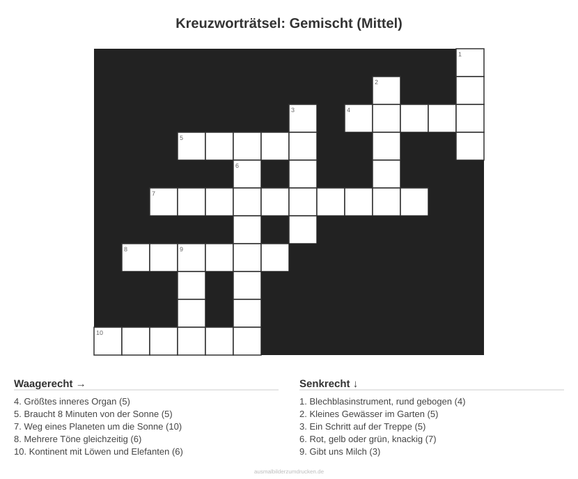 Kreuzworträtsel Kreuzworträtsel: Gemischt (Mittel) aus der Kategorie Sonstiges - kostenlos ausdrucken