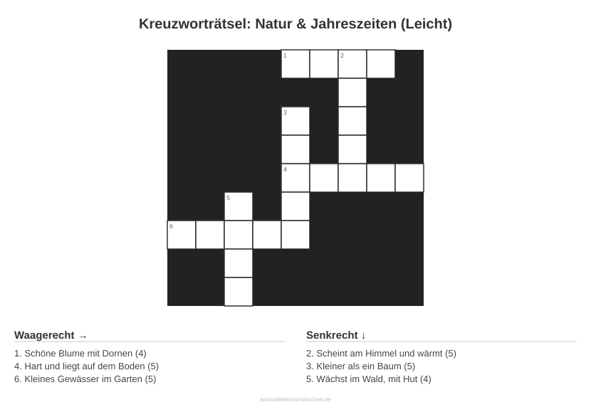Kreuzworträtsel Kreuzworträtsel: Natur & Jahreszeiten (Leicht) aus der Kategorie Natur - kostenlos ausdrucken