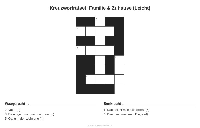 Kreuzworträtsel Kreuzworträtsel: Familie & Zuhause (Leicht) aus der Kategorie Familie - kostenlos ausdrucken