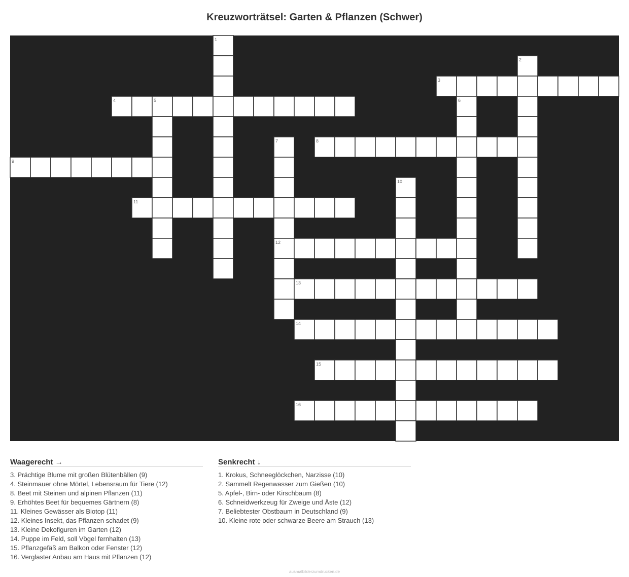 Kreuzworträtsel Kreuzworträtsel: Garten & Pflanzen (Schwer) aus der Kategorie Garten - kostenlos ausdrucken
