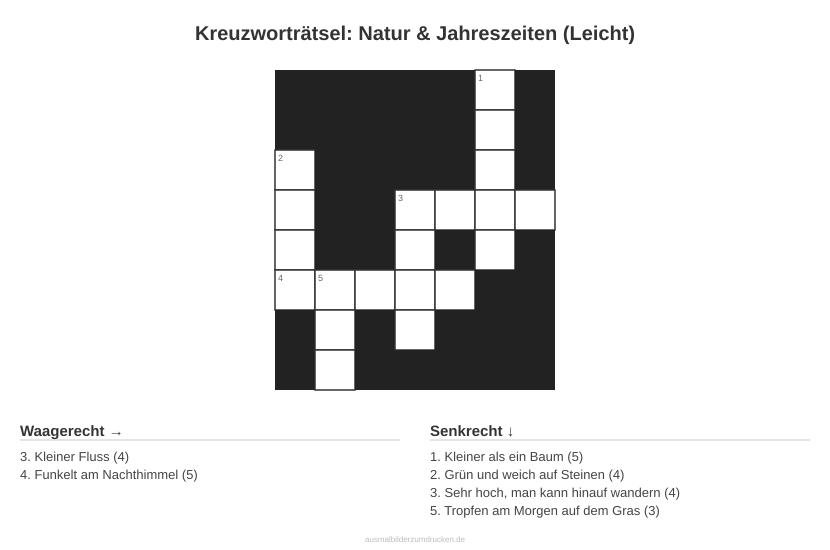 Kreuzworträtsel Kreuzworträtsel: Natur & Jahreszeiten (Leicht) aus der Kategorie Natur - kostenlos ausdrucken