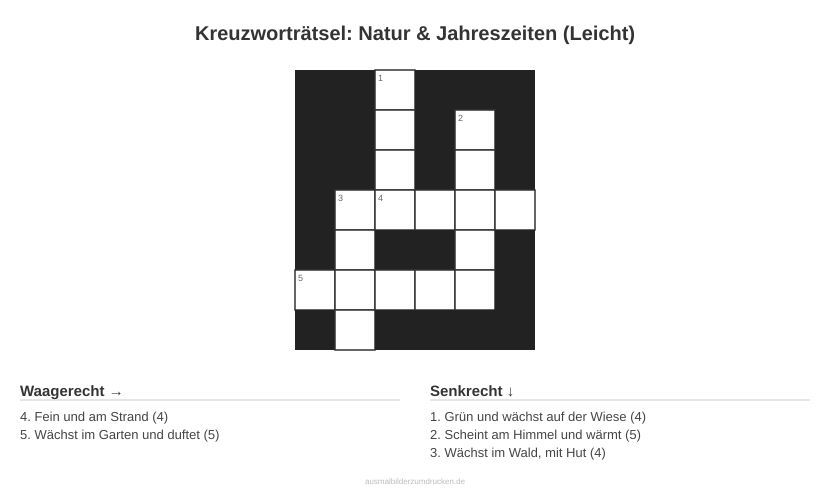 Kreuzworträtsel Kreuzworträtsel: Natur & Jahreszeiten (Leicht) aus der Kategorie Natur - kostenlos ausdrucken