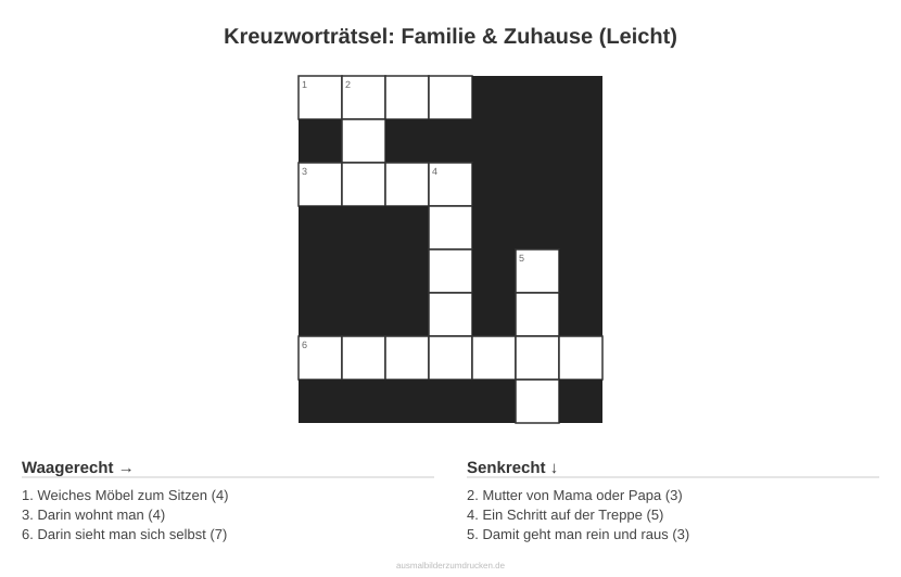 Kreuzworträtsel Kreuzworträtsel: Familie & Zuhause (Leicht) aus der Kategorie Familie - kostenlos ausdrucken