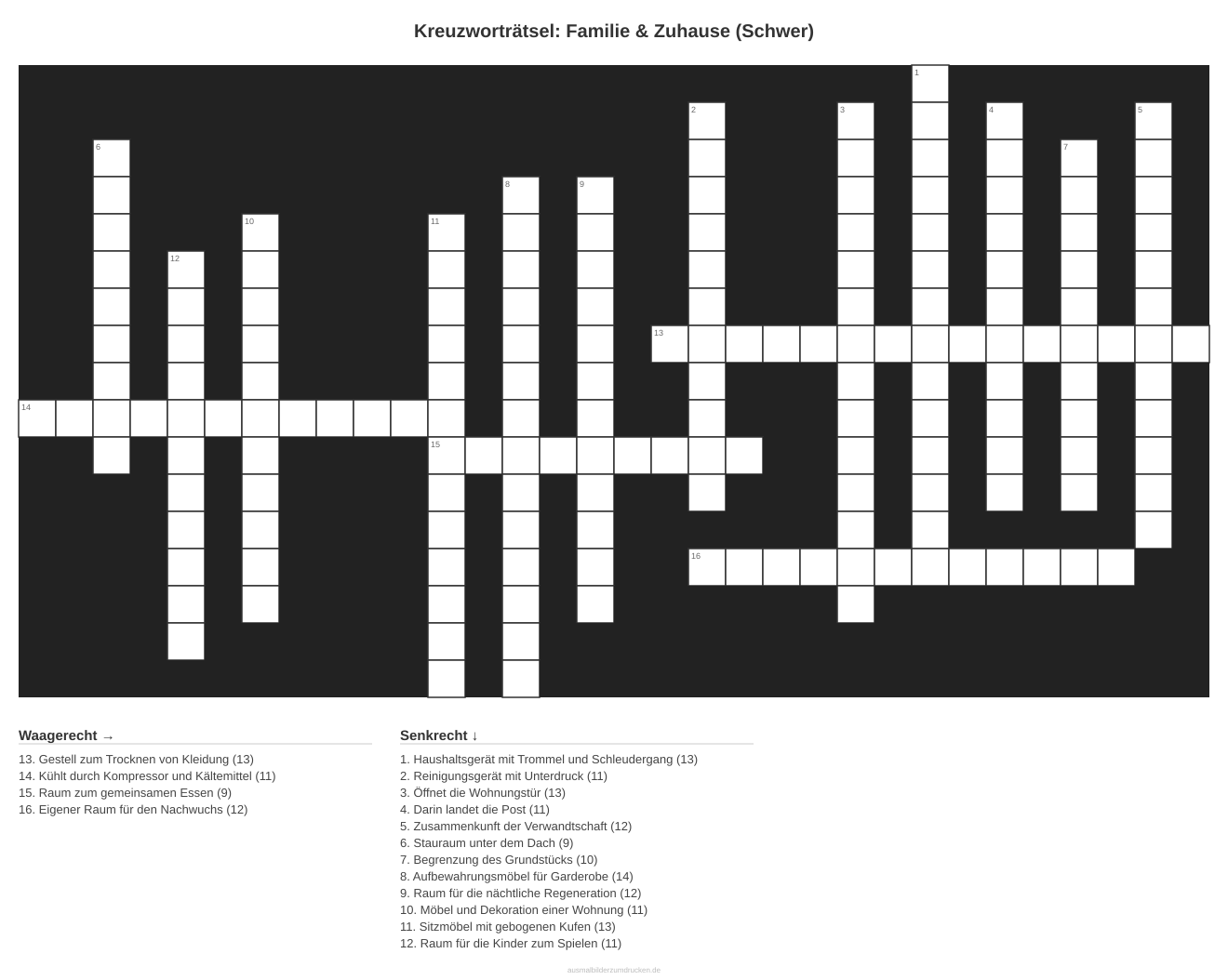 Kreuzworträtsel Kreuzworträtsel: Familie & Zuhause (Schwer) aus der Kategorie Familie - kostenlos ausdrucken