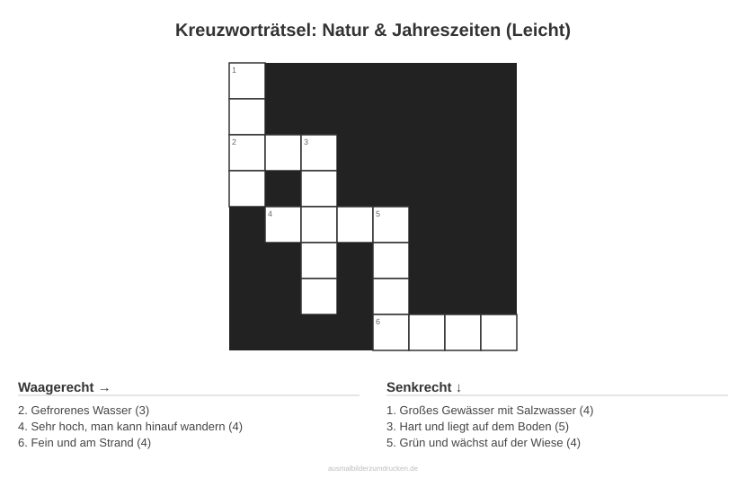 Kreuzworträtsel Kreuzworträtsel: Natur & Jahreszeiten (Leicht) aus der Kategorie Natur - kostenlos ausdrucken