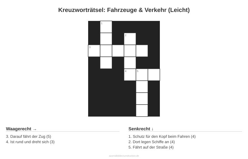 Kreuzworträtsel Kreuzworträtsel: Fahrzeuge & Verkehr (Leicht) aus der Kategorie Fahrzeuge - kostenlos ausdrucken