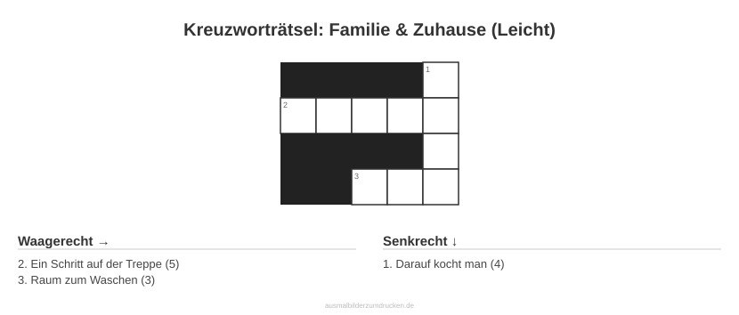 Kreuzworträtsel Kreuzworträtsel: Familie & Zuhause (Leicht) aus der Kategorie Familie - kostenlos ausdrucken