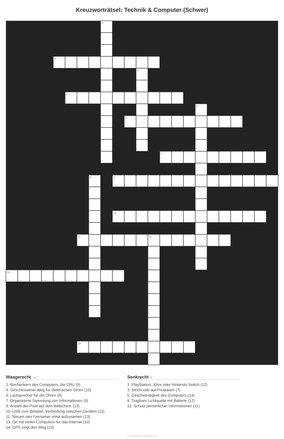 Kreuzworträtsel Kreuzworträtsel: Technik & Computer (Schwer) aus der Kategorie Technik - kostenlos ausdrucken