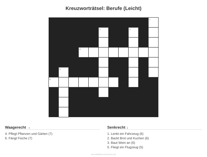 Kreuzworträtsel Kreuzworträtsel: Berufe (Leicht) aus der Kategorie Berufe - kostenlos ausdrucken