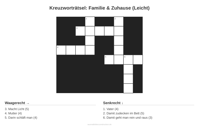 Kreuzworträtsel Kreuzworträtsel: Familie & Zuhause (Leicht) aus der Kategorie Familie - kostenlos ausdrucken