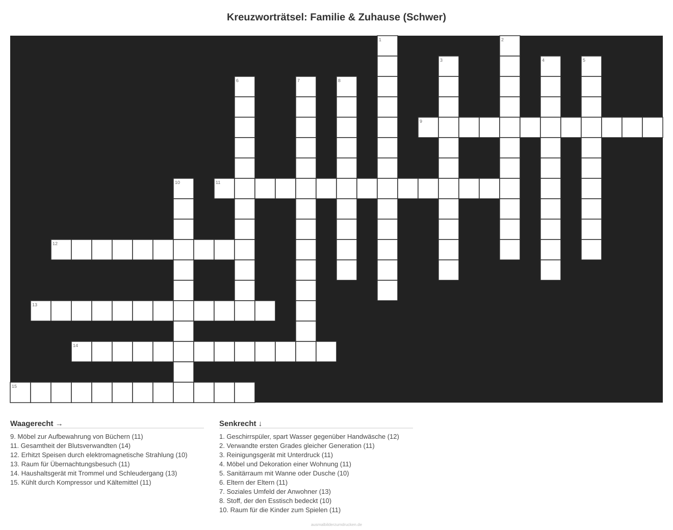 Kreuzworträtsel Kreuzworträtsel: Familie & Zuhause (Schwer) aus der Kategorie Familie - kostenlos ausdrucken