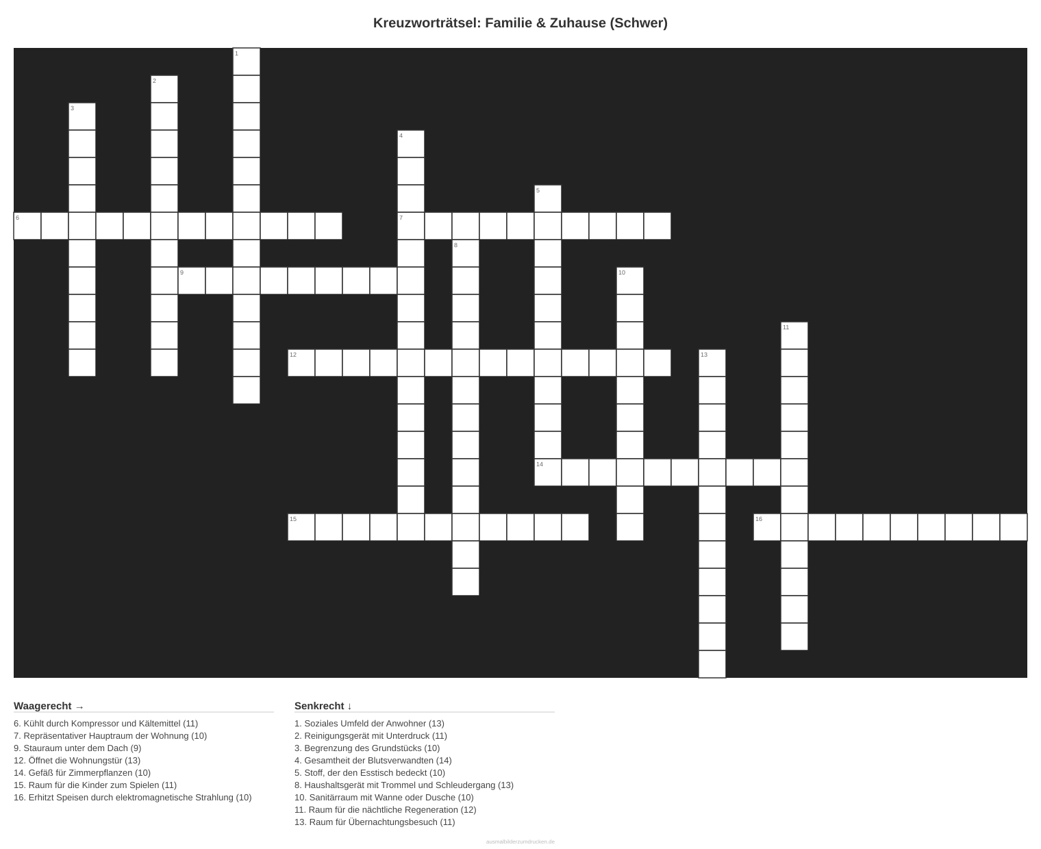 Kreuzworträtsel Kreuzworträtsel: Familie & Zuhause (Schwer) aus der Kategorie Familie - kostenlos ausdrucken