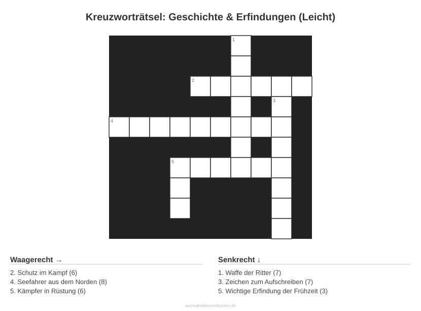 Kreuzworträtsel Kreuzworträtsel: Geschichte & Erfindungen (Leicht) aus der Kategorie Geschichte - kostenlos ausdrucken