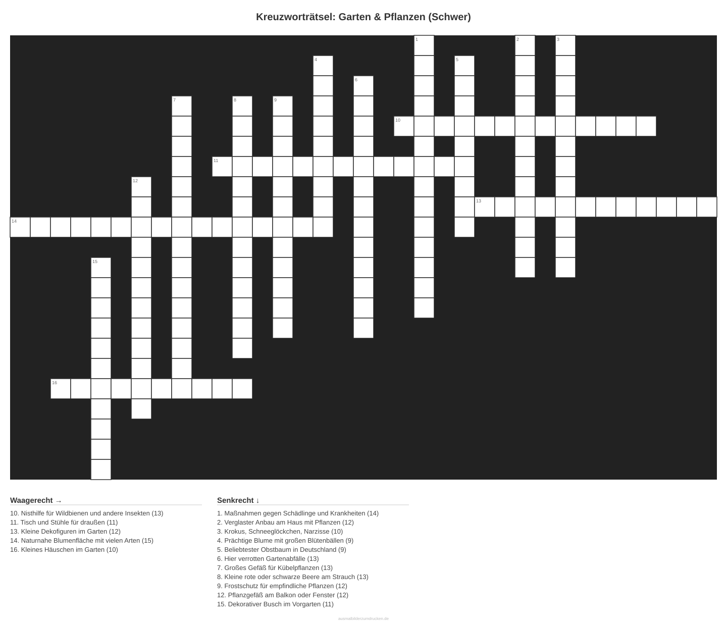Kreuzworträtsel Kreuzworträtsel: Garten & Pflanzen (Schwer) aus der Kategorie Garten - kostenlos ausdrucken