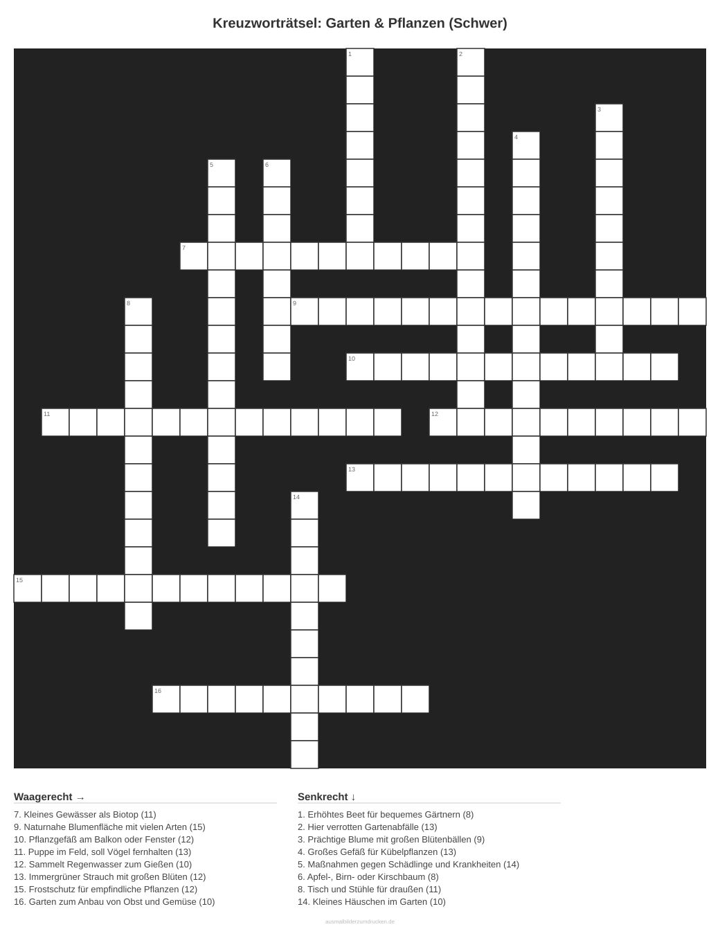 Kreuzworträtsel Kreuzworträtsel: Garten & Pflanzen (Schwer) aus der Kategorie Garten - kostenlos ausdrucken