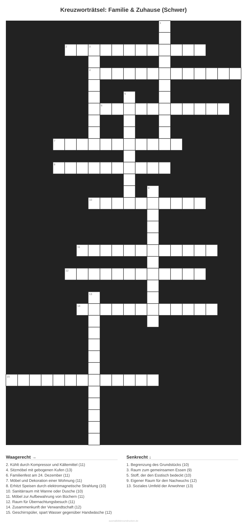 Kreuzworträtsel Kreuzworträtsel: Familie & Zuhause (Schwer) aus der Kategorie Familie - kostenlos ausdrucken