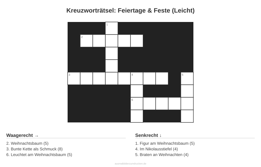 Kreuzworträtsel Kreuzworträtsel: Feiertage & Feste (Leicht) aus der Kategorie Feste - kostenlos ausdrucken