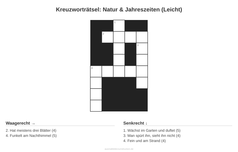 Kreuzworträtsel Kreuzworträtsel: Natur & Jahreszeiten (Leicht) aus der Kategorie Natur - kostenlos ausdrucken