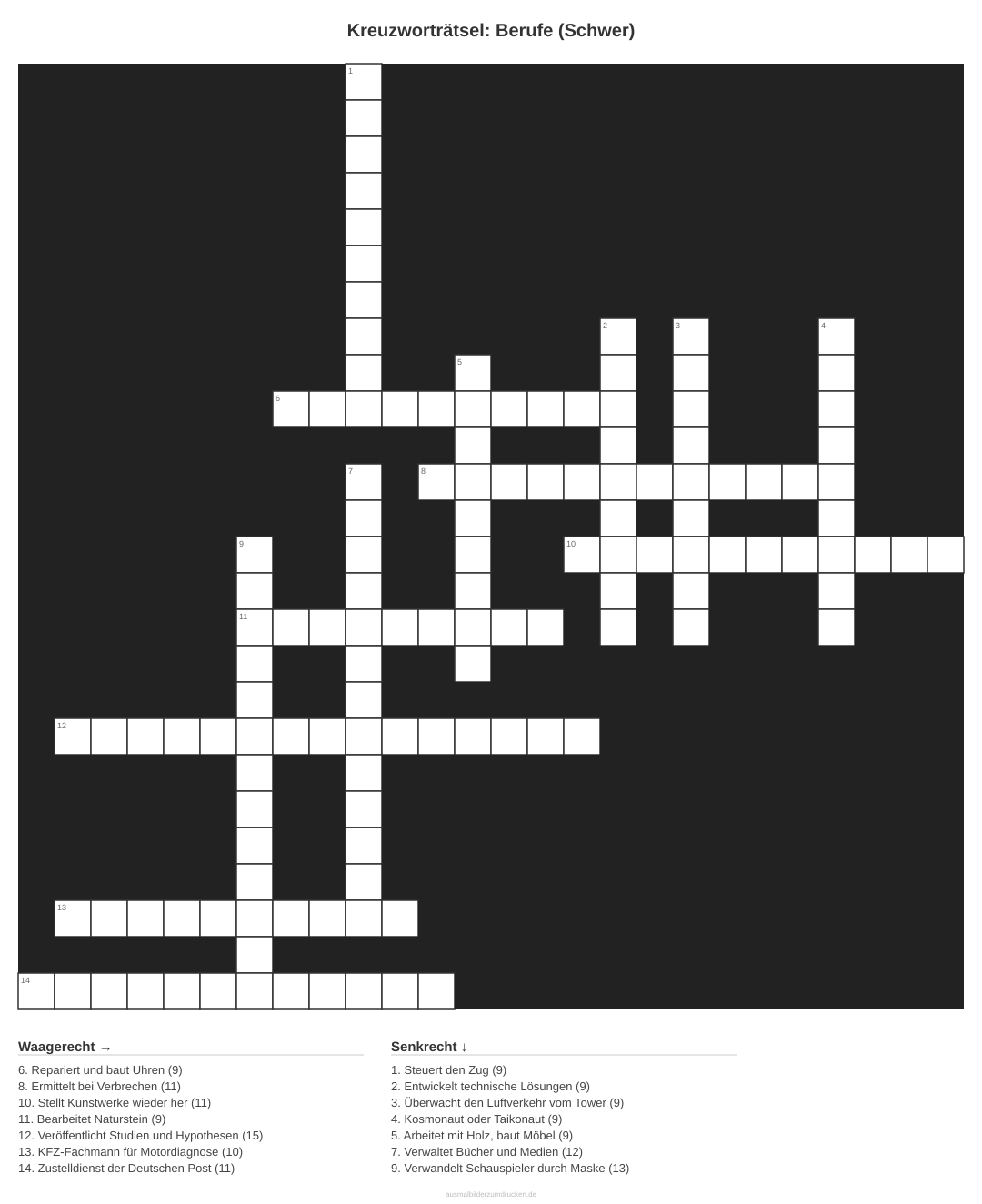 Kreuzworträtsel Kreuzworträtsel: Berufe (Schwer) aus der Kategorie Berufe - kostenlos ausdrucken