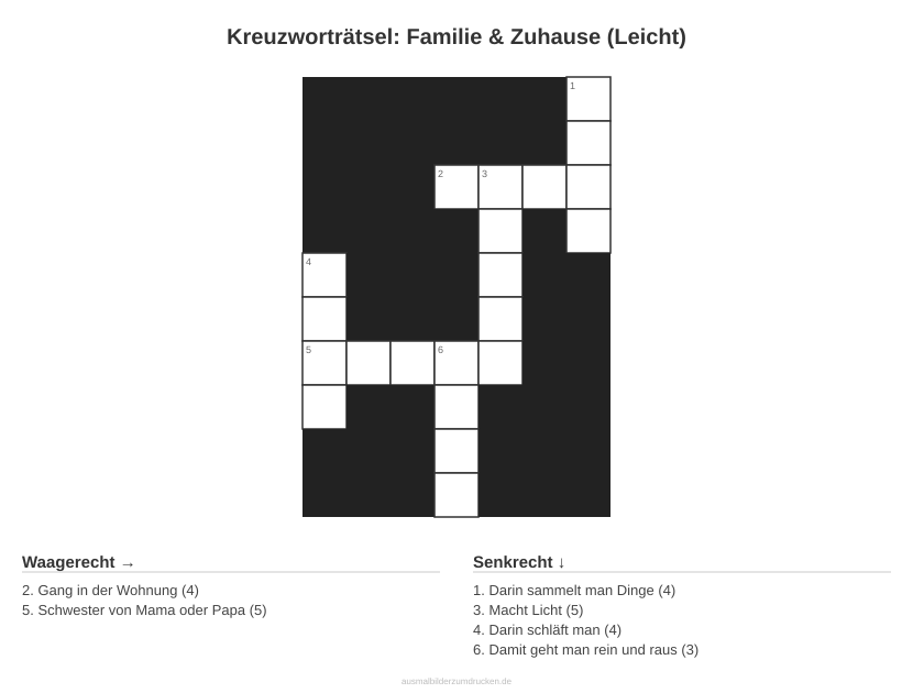 Kreuzworträtsel Kreuzworträtsel: Familie & Zuhause (Leicht) aus der Kategorie Familie - kostenlos ausdrucken