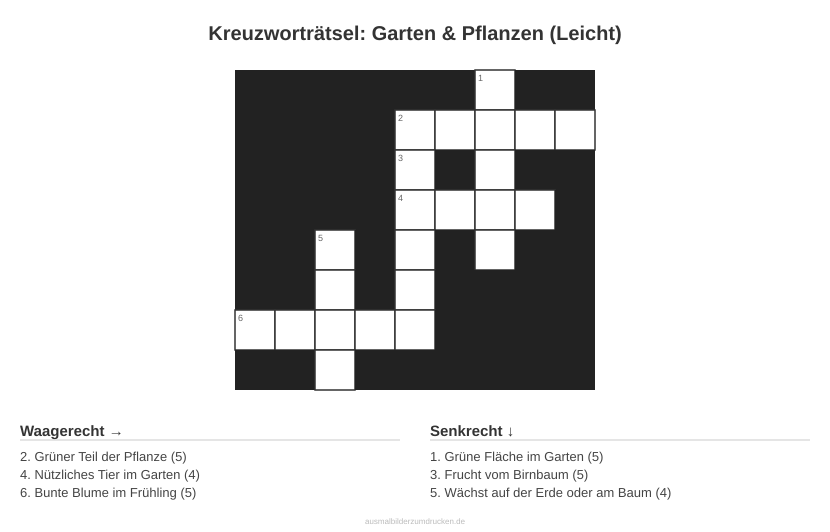 Kreuzworträtsel Kreuzworträtsel: Garten & Pflanzen (Leicht) aus der Kategorie Garten - kostenlos ausdrucken