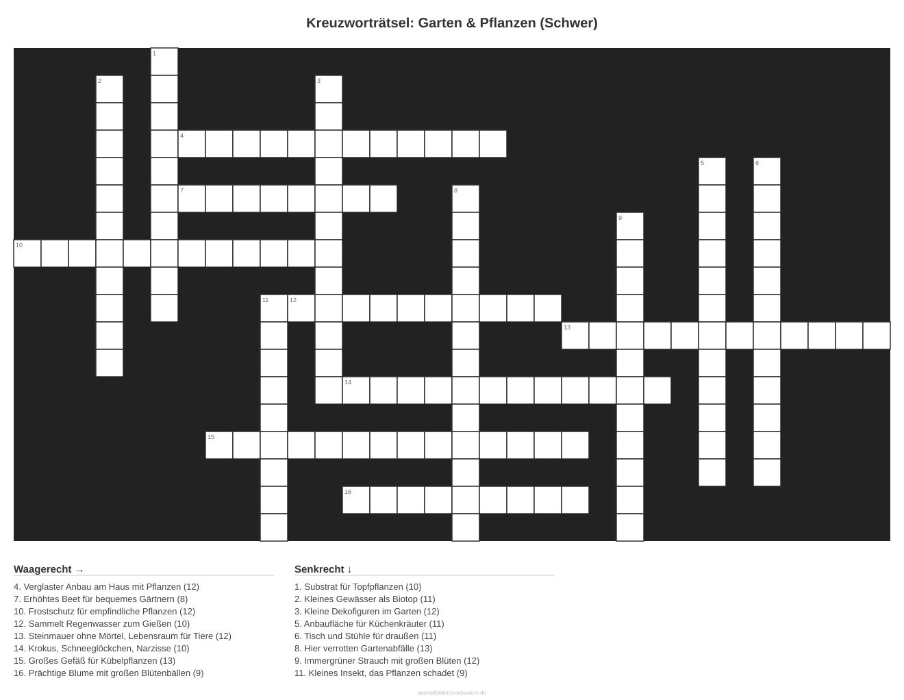Kreuzworträtsel Kreuzworträtsel: Garten & Pflanzen (Schwer) aus der Kategorie Garten - kostenlos ausdrucken