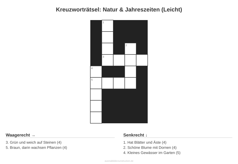 Kreuzworträtsel Kreuzworträtsel: Natur & Jahreszeiten (Leicht) aus der Kategorie Natur - kostenlos ausdrucken